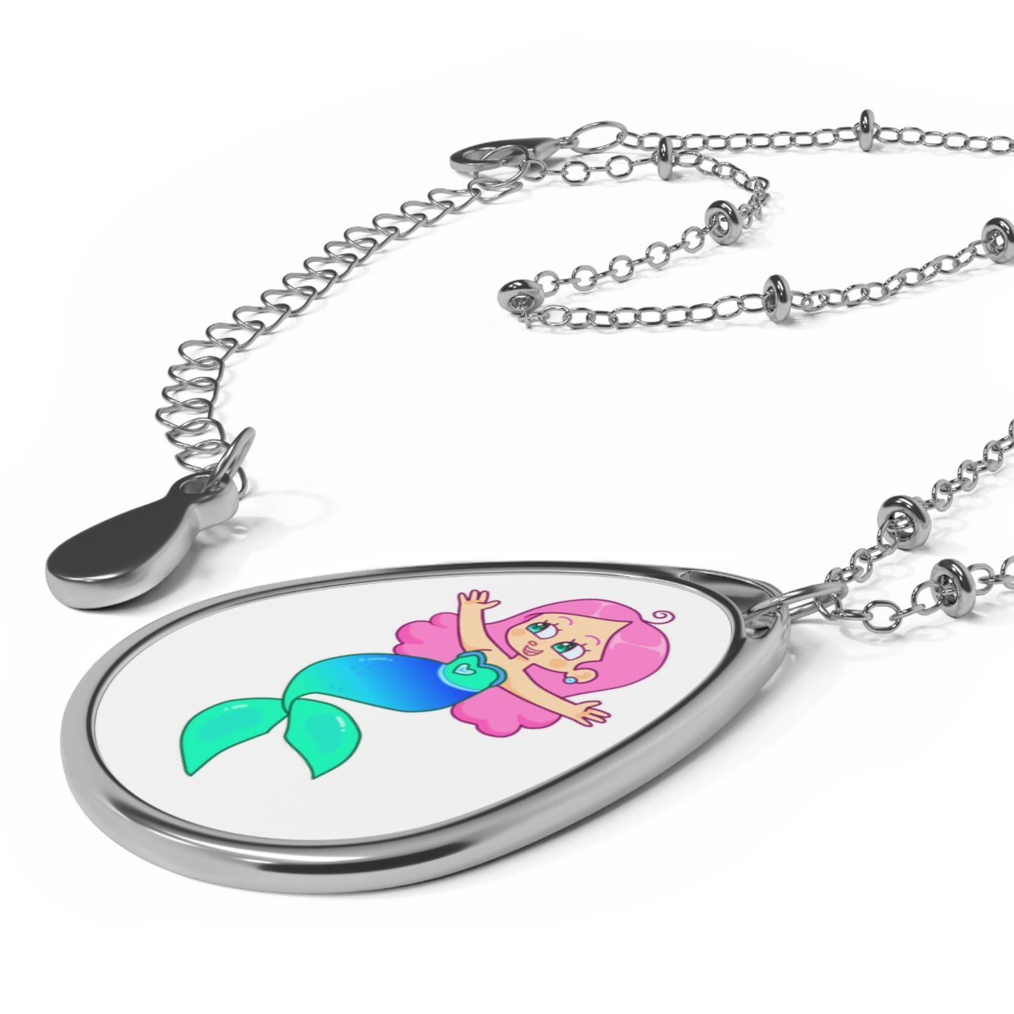 Heart Sparkle Mermaid Oval Necklace